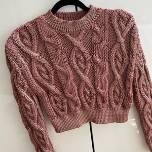 ZARA metallic pink sweater cropped SIZE SMALL